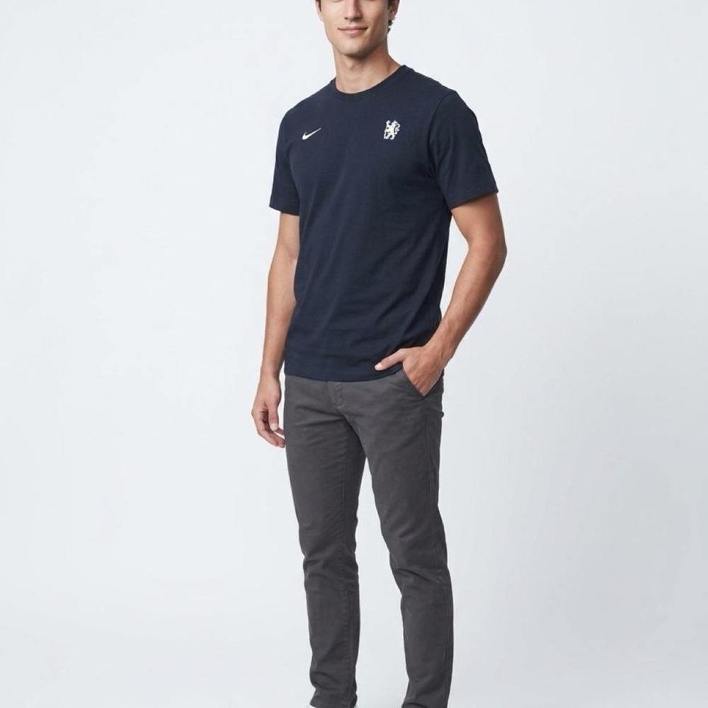 Nike Chelsea FC Navy Crest Tee CFC Back Graphic Men's M